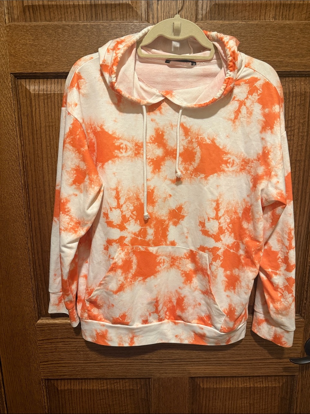 SHEIN  Oversized Orange and White Tie-Dye Pull Ovet Hoodie NWOT